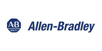 A blue and white logo of allen-brauer